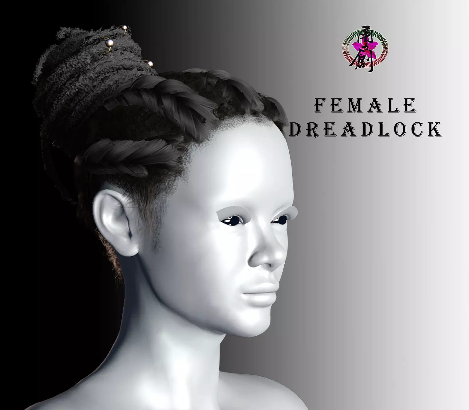 Female Dreadlock Low-poly 3D model_0