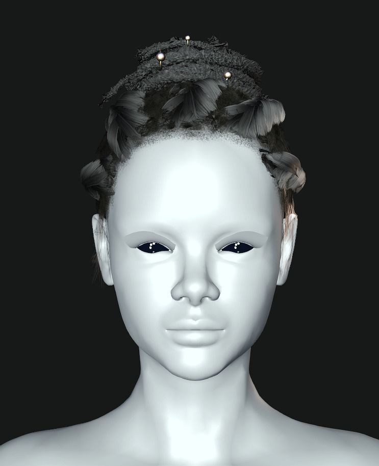 Female Dreadlock Low-poly 3D model_1