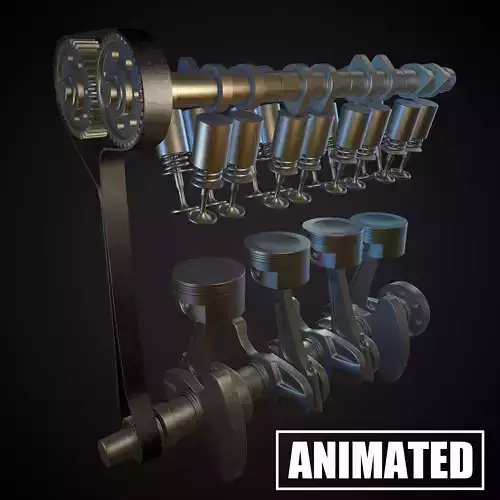 Animated L4 Engine Cylinders 3D model