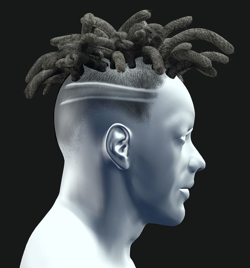 Apocalyptic Hairstyles-Dreadlocks Short Low-poly 3D model_2