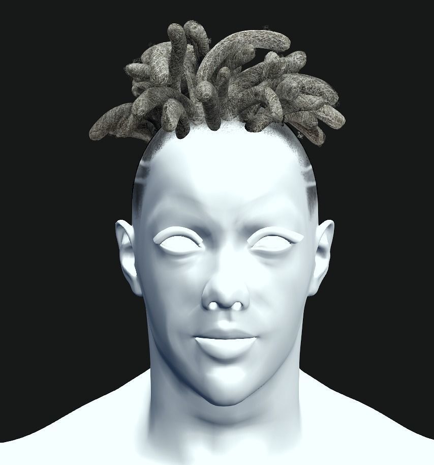 Apocalyptic Hairstyles-Dreadlocks Short Low-poly 3D model_1