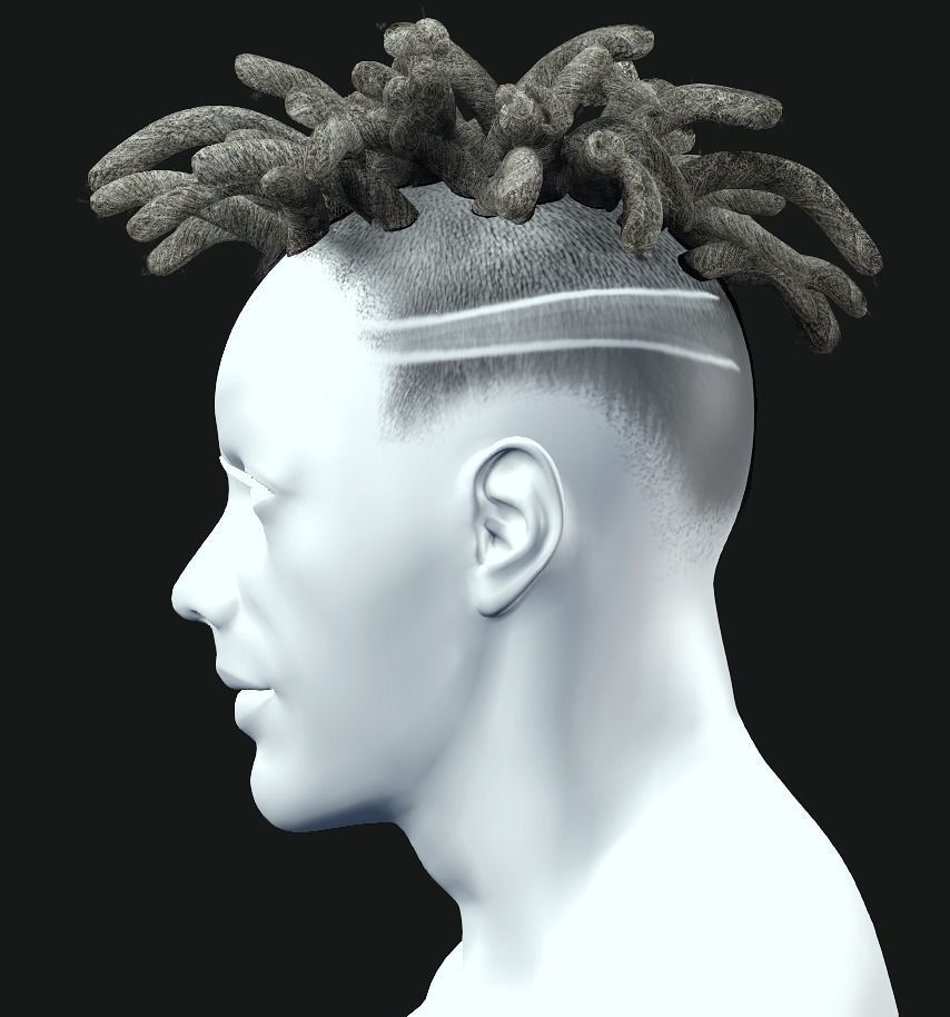 Apocalyptic Hairstyles-Dreadlocks Short Low-poly 3D model_4