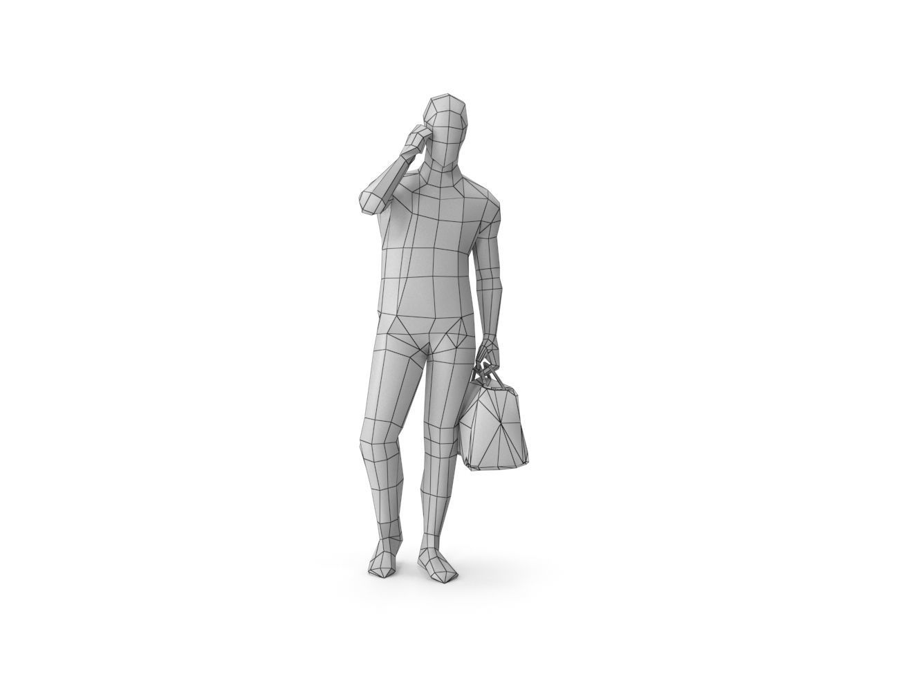 Low Poly Man Taking Phone While Walking Low-poly 3D model_4