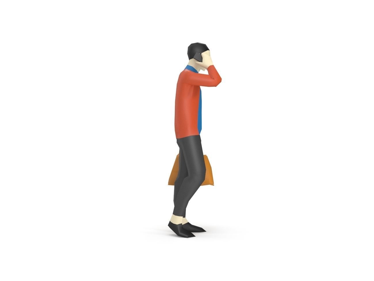 Low Poly Man Taking Phone While Walking Low-poly 3D model_1