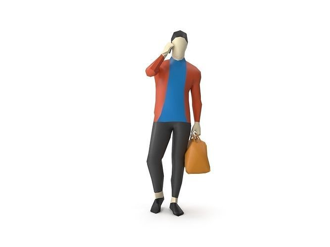 Low Poly Man Taking Phone While Walking Low-poly 3D model