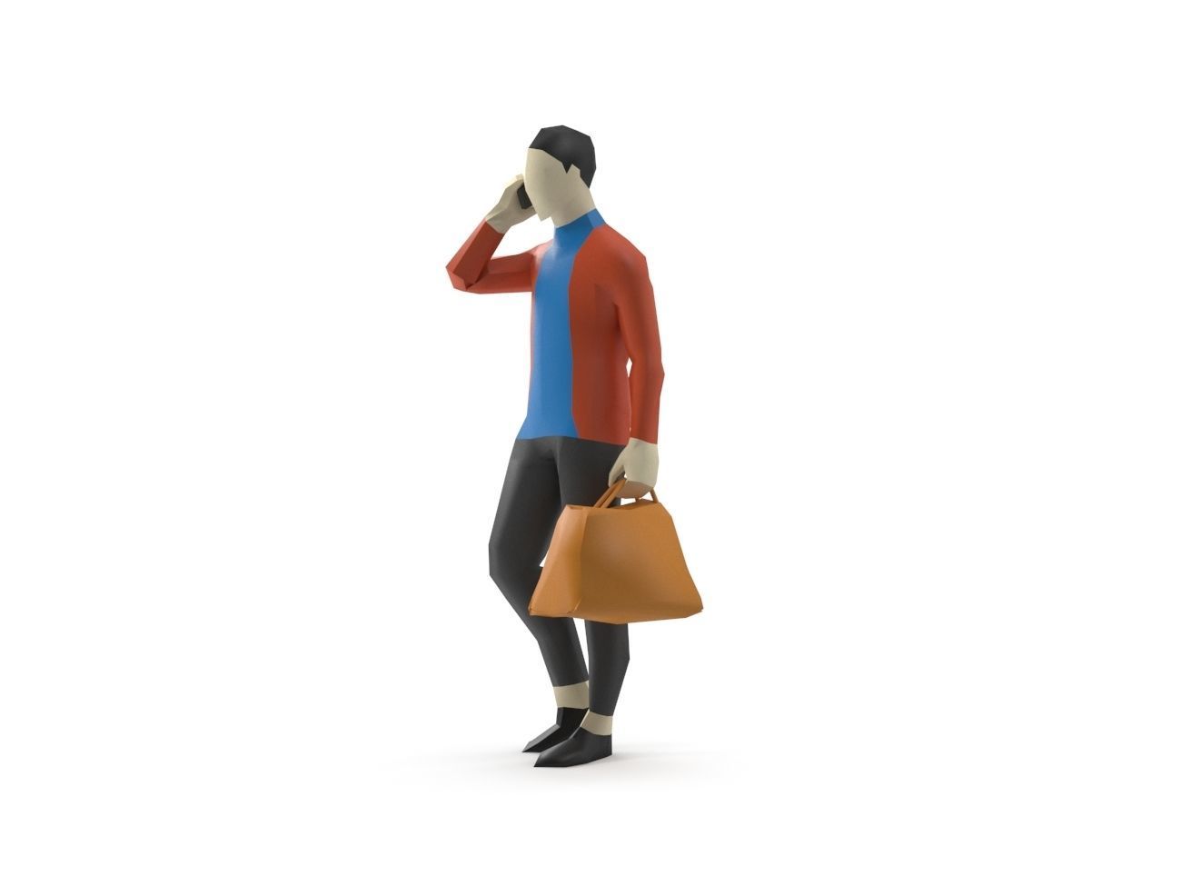 Low Poly Man Taking Phone While Walking Low-poly 3D model_2