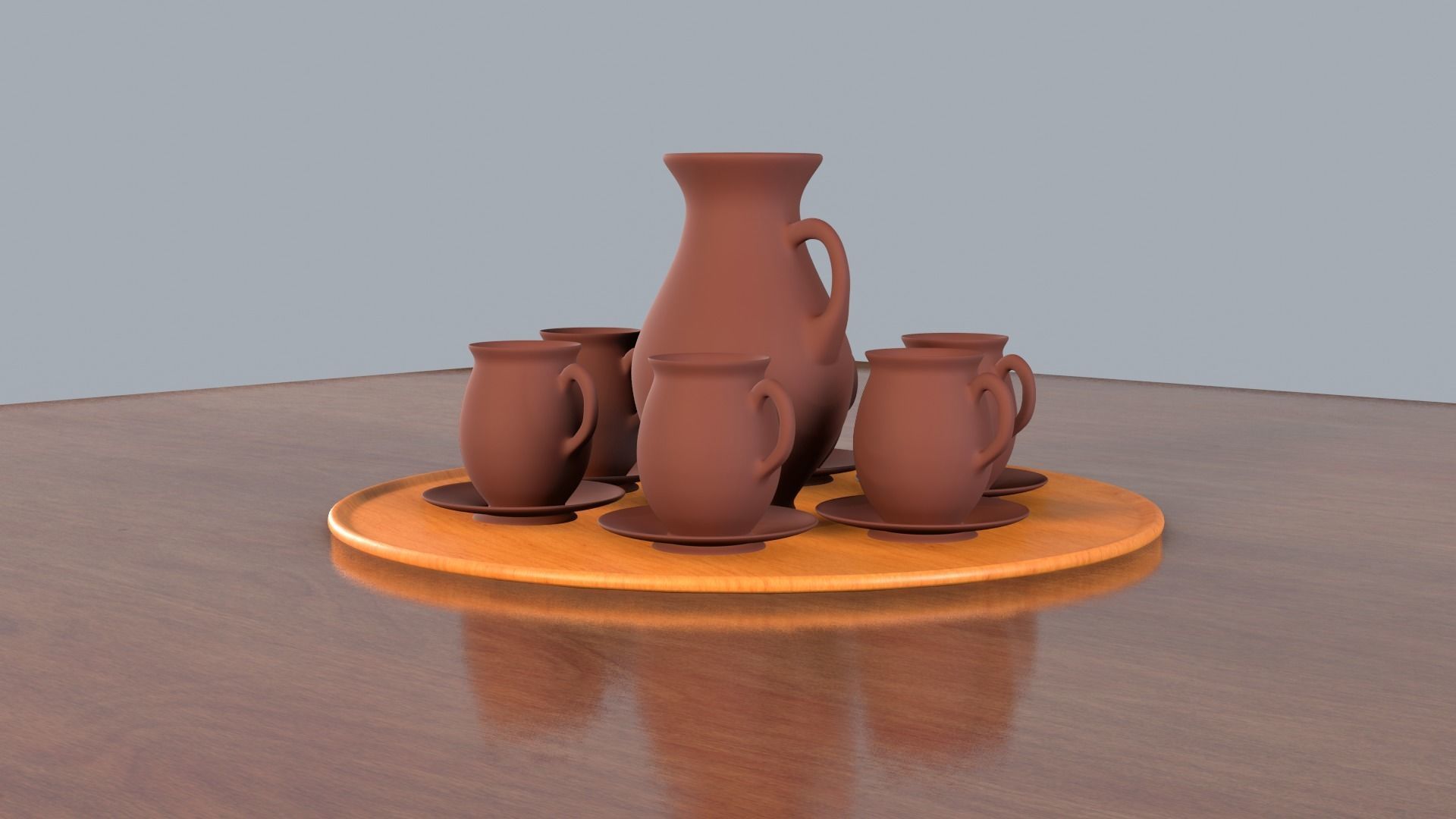 Vase and mugs set 3D model_2