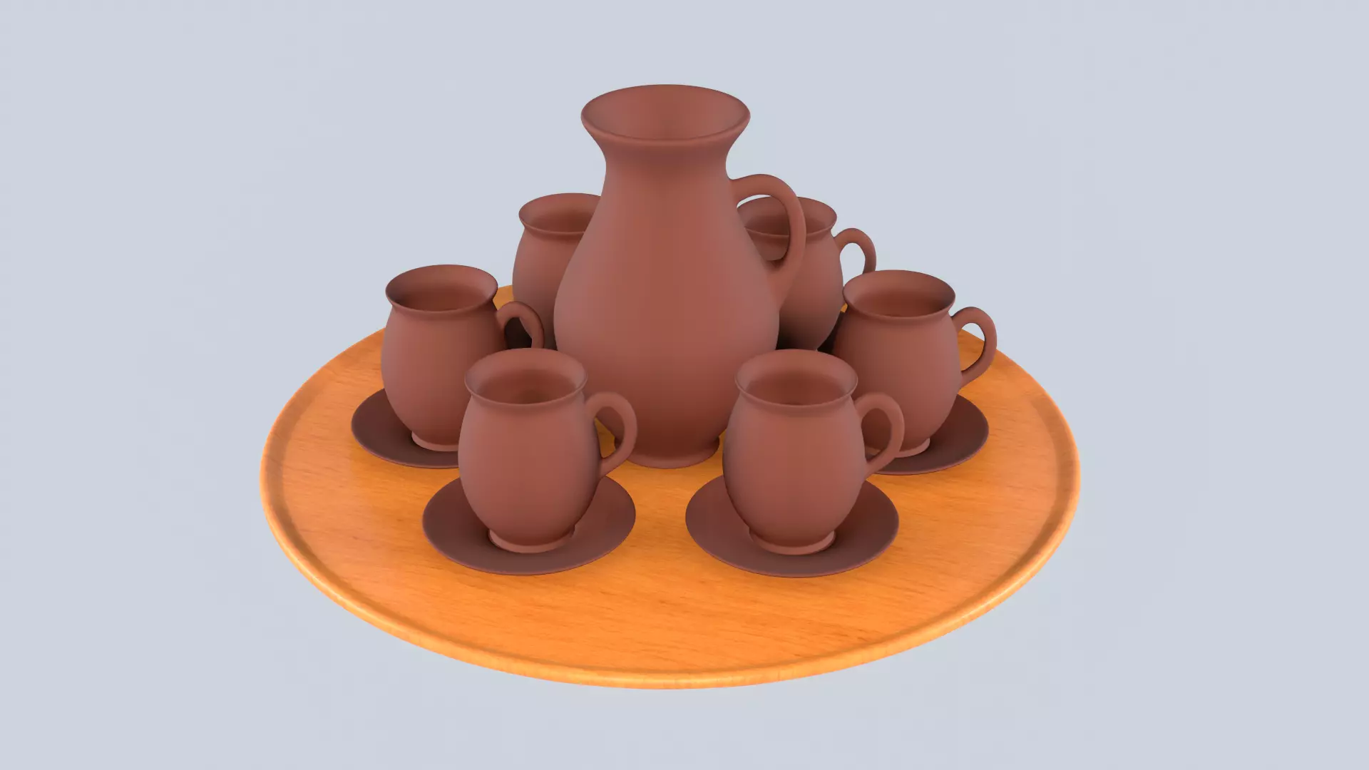 Vase and mugs set 3D model_0
