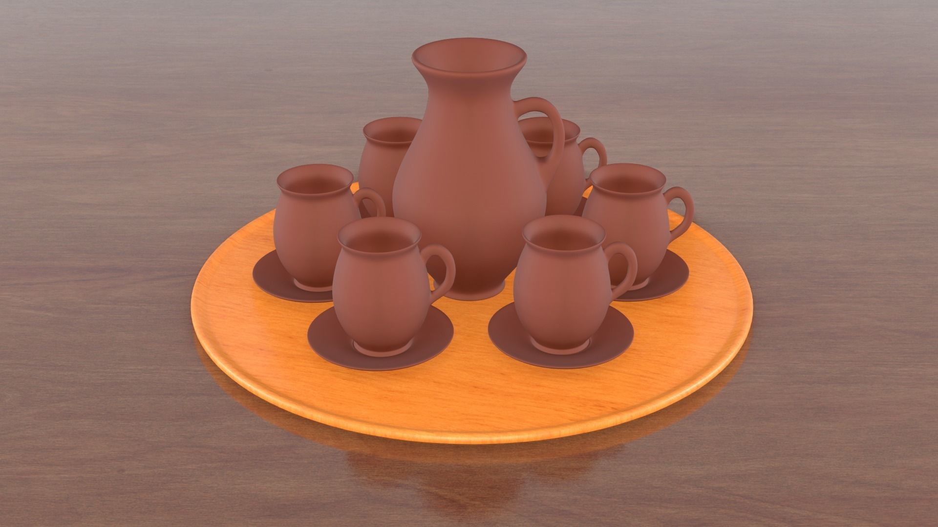 Vase and mugs set 3D model_1