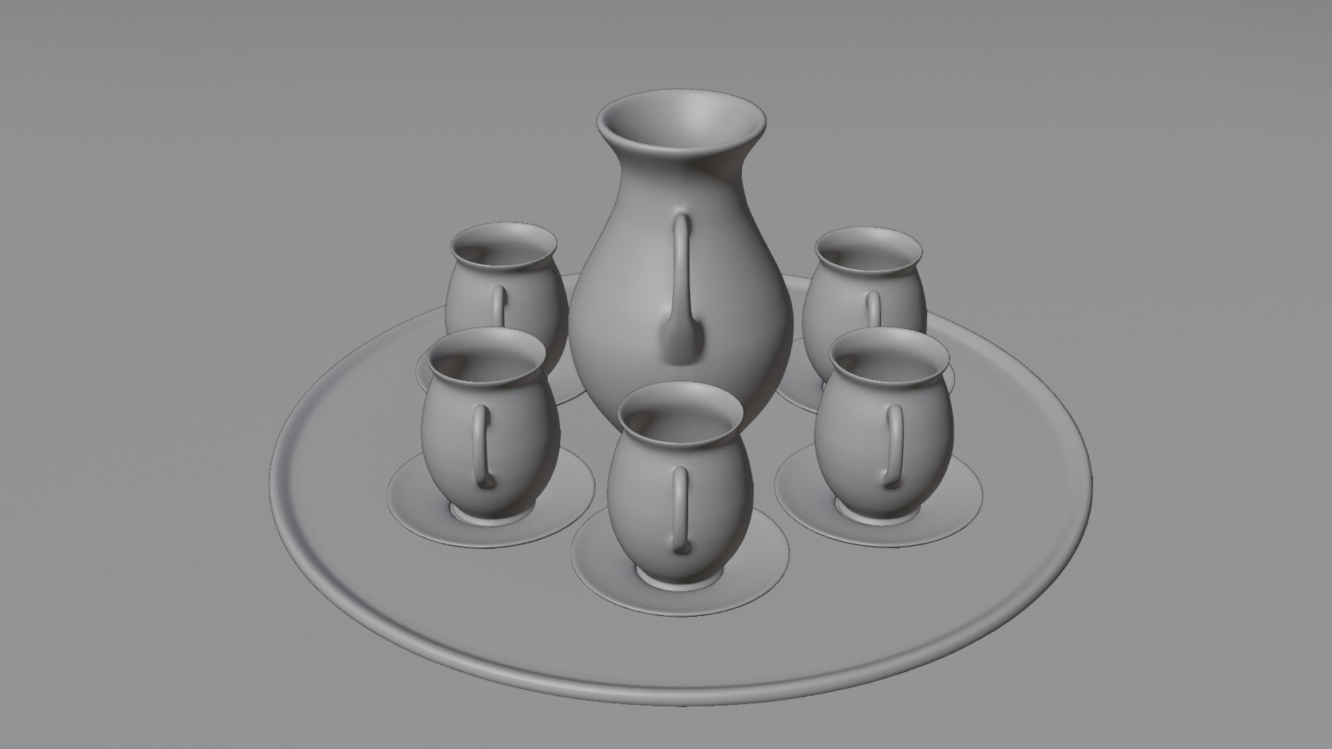 Vase and mugs set 3D model_21