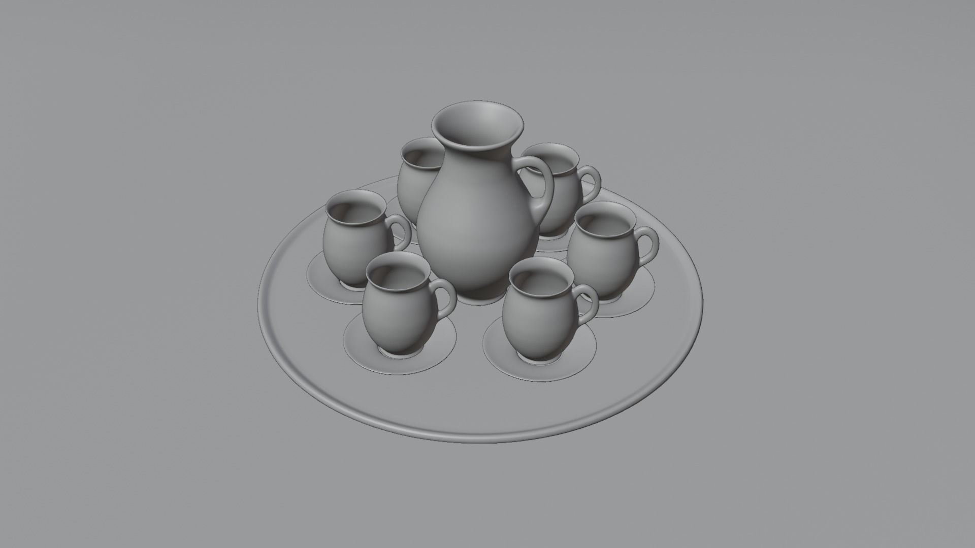 Vase and mugs set 3D model_15