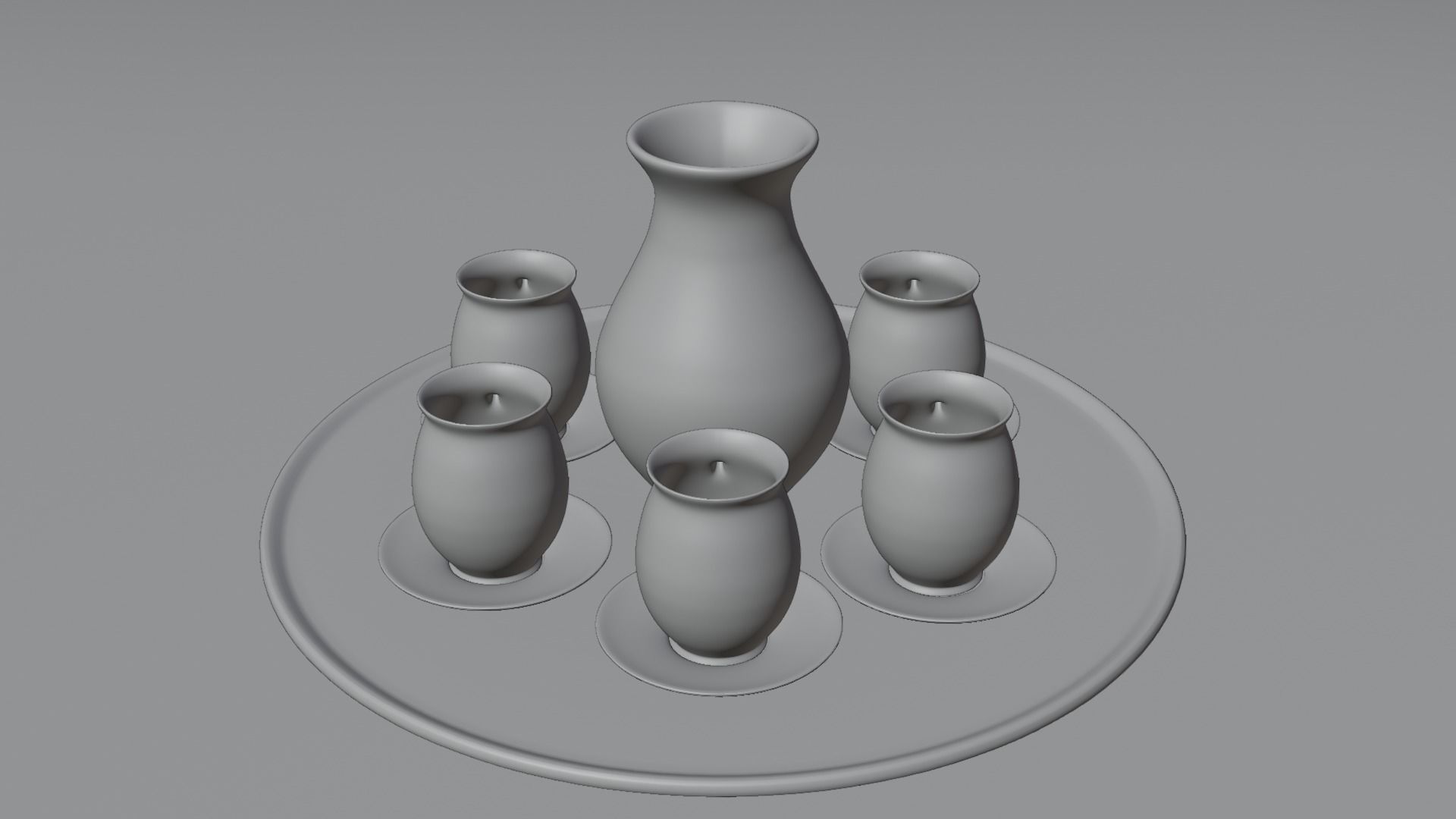 Vase and mugs set 3D model_23