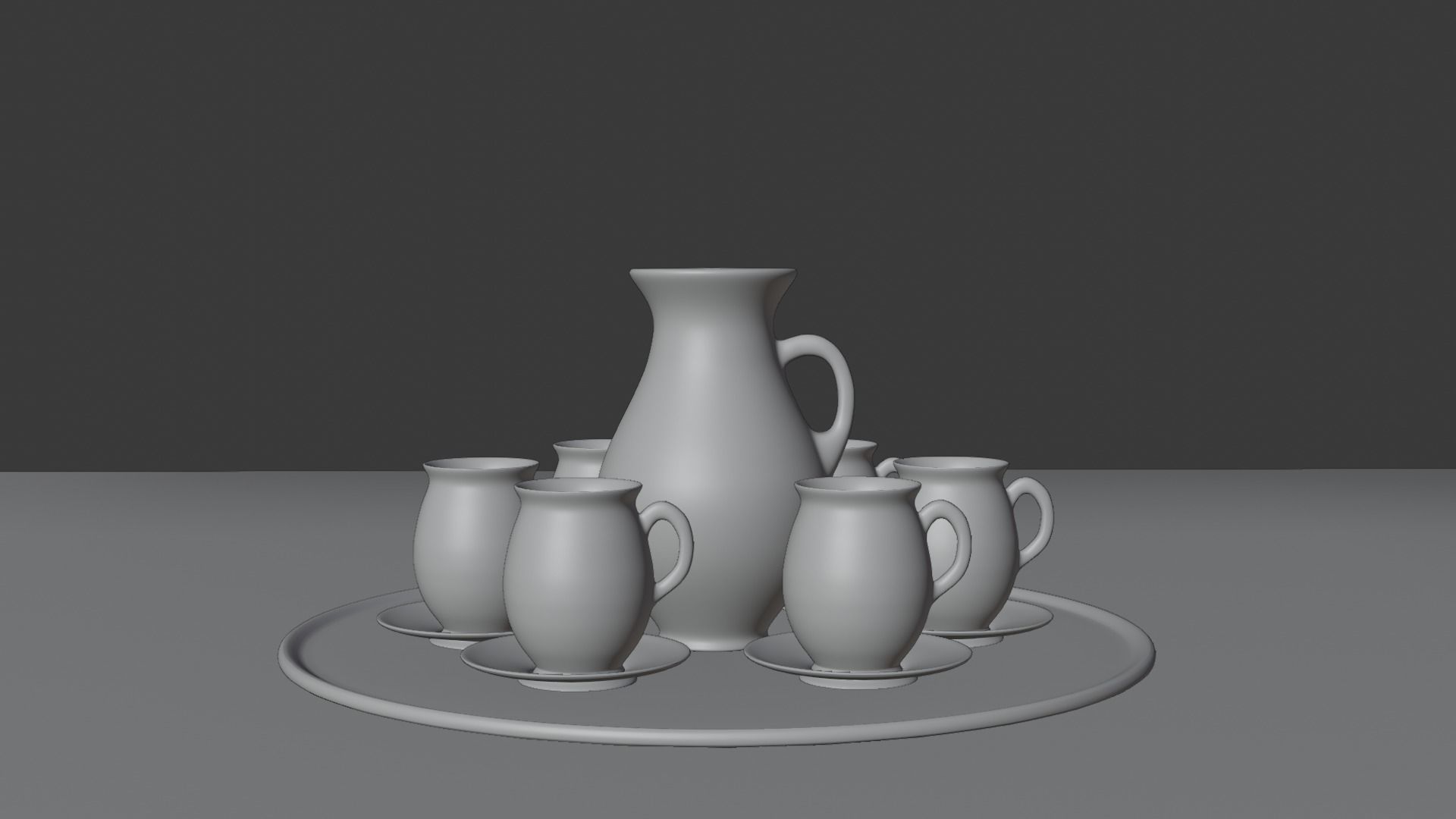 Vase and mugs set 3D model_3