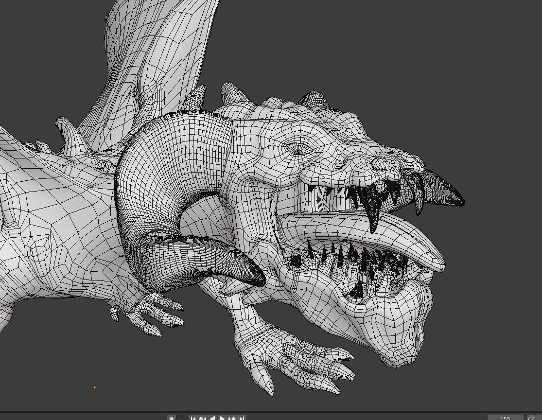 Volcano Dragon Low-poly 3D model_5