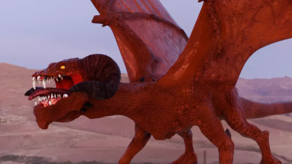 Volcano Dragon Low-poly 3D model_0