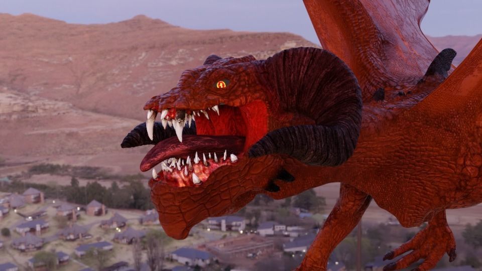 Volcano Dragon Low-poly 3D model_1