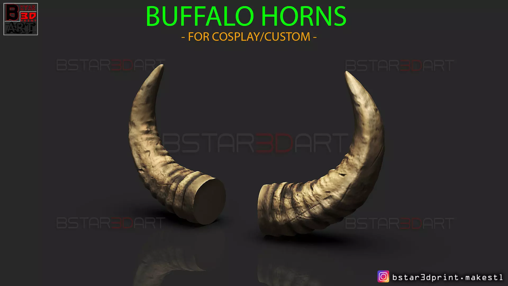Buffalo Horns - Satan Horns - Demon Horns 3D print model