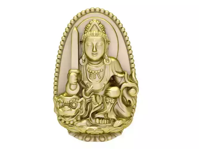 Buddha Manjusri Bodhisattva Lucky Amulet Pendant 3042