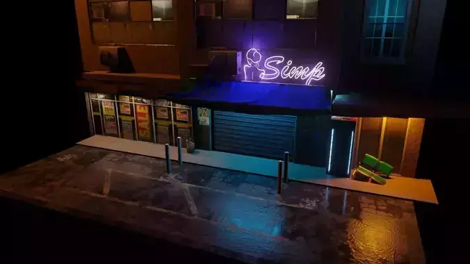 modern street made in blender 3D model