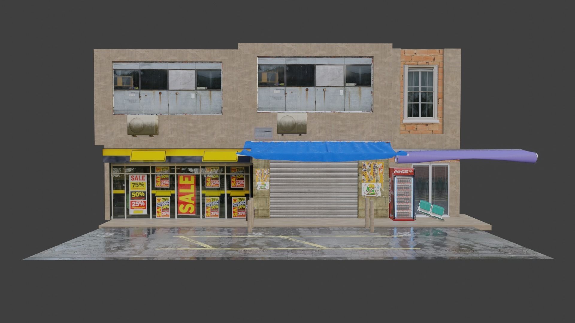 modern street made in blender 3D model_1