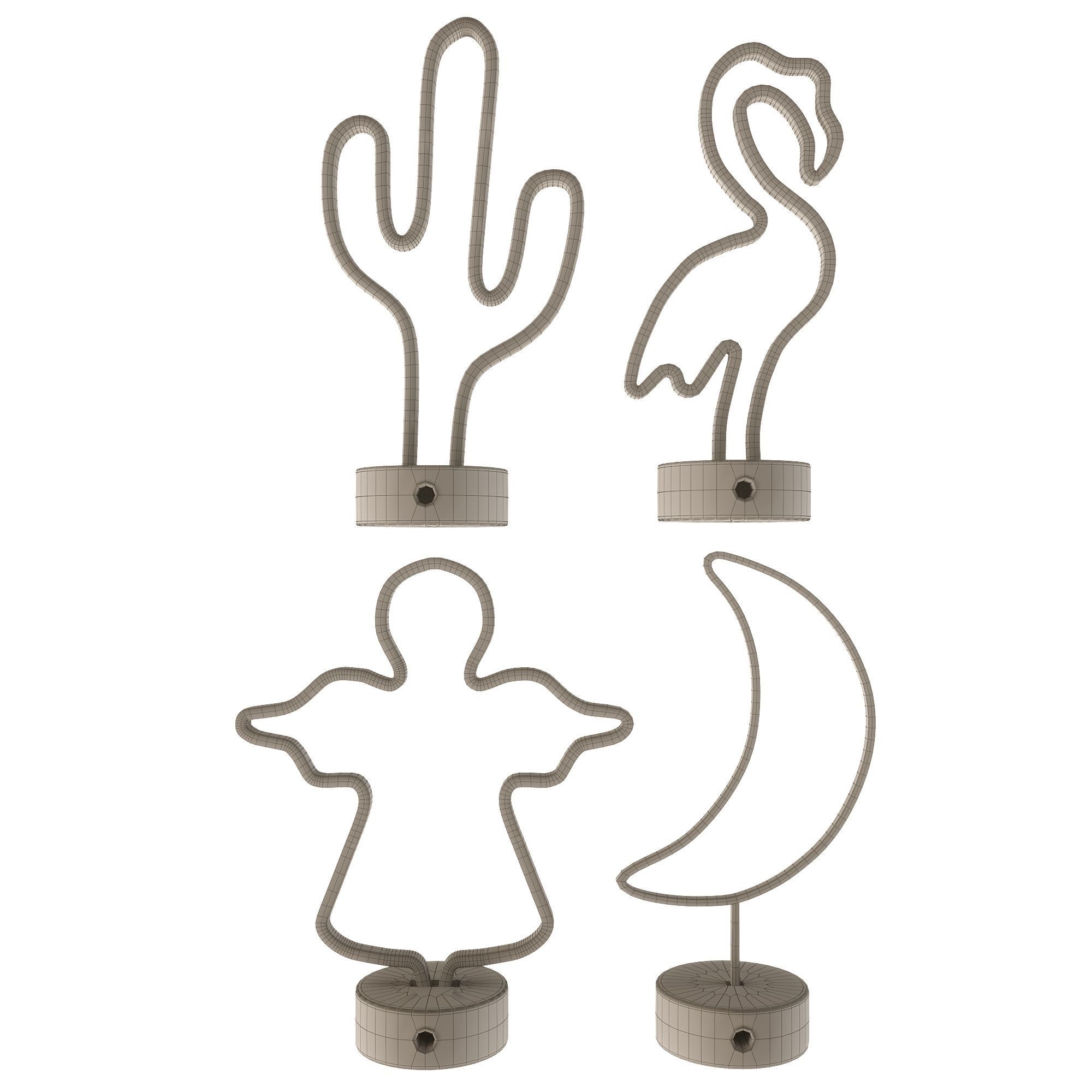 Led Neon table lamp 3D model_3