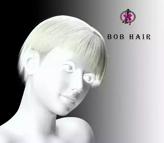 Business Hairstyles - Bob with Side Swept Low-poly 3D model