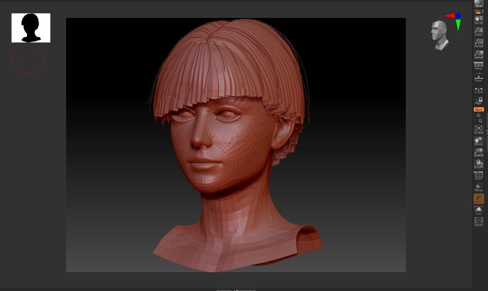 Business Hairstyles - Bob with Side Swept Low-poly 3D model_5