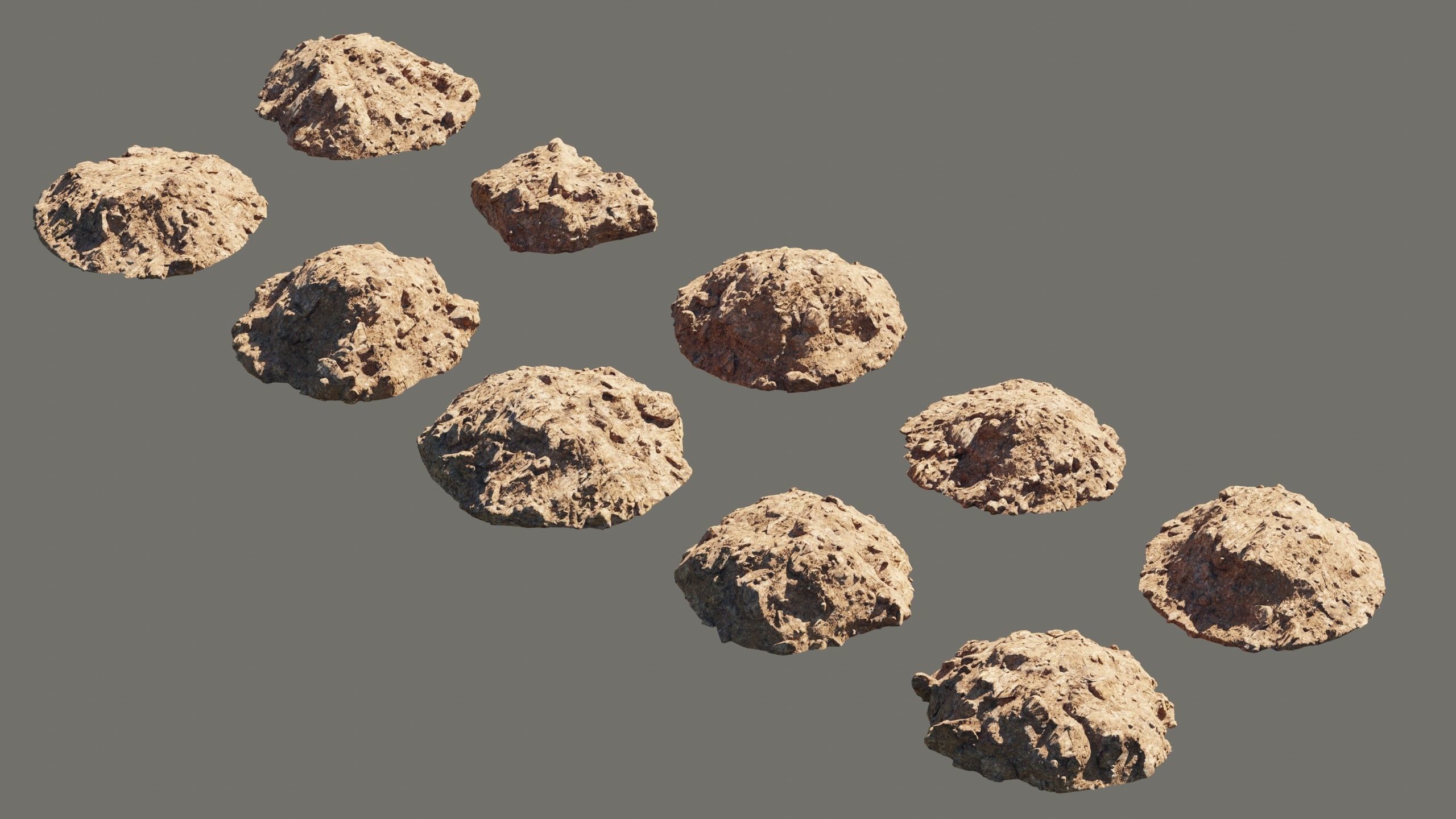 10 Model Desert Rock Outcropping Pack Low-poly 3D model_4