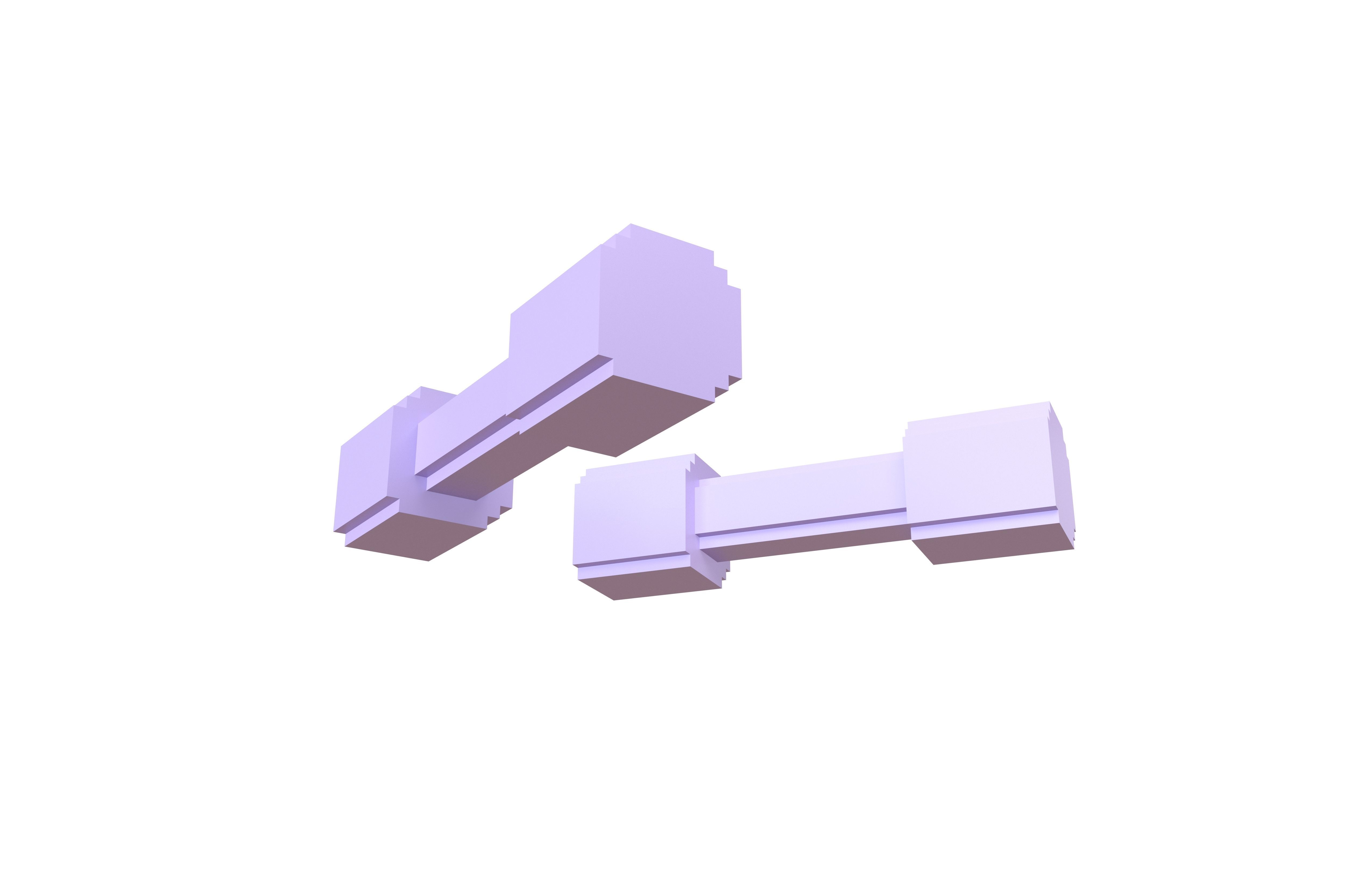 Voxel Style DumbBell v1 002 Low-poly 3D model_3