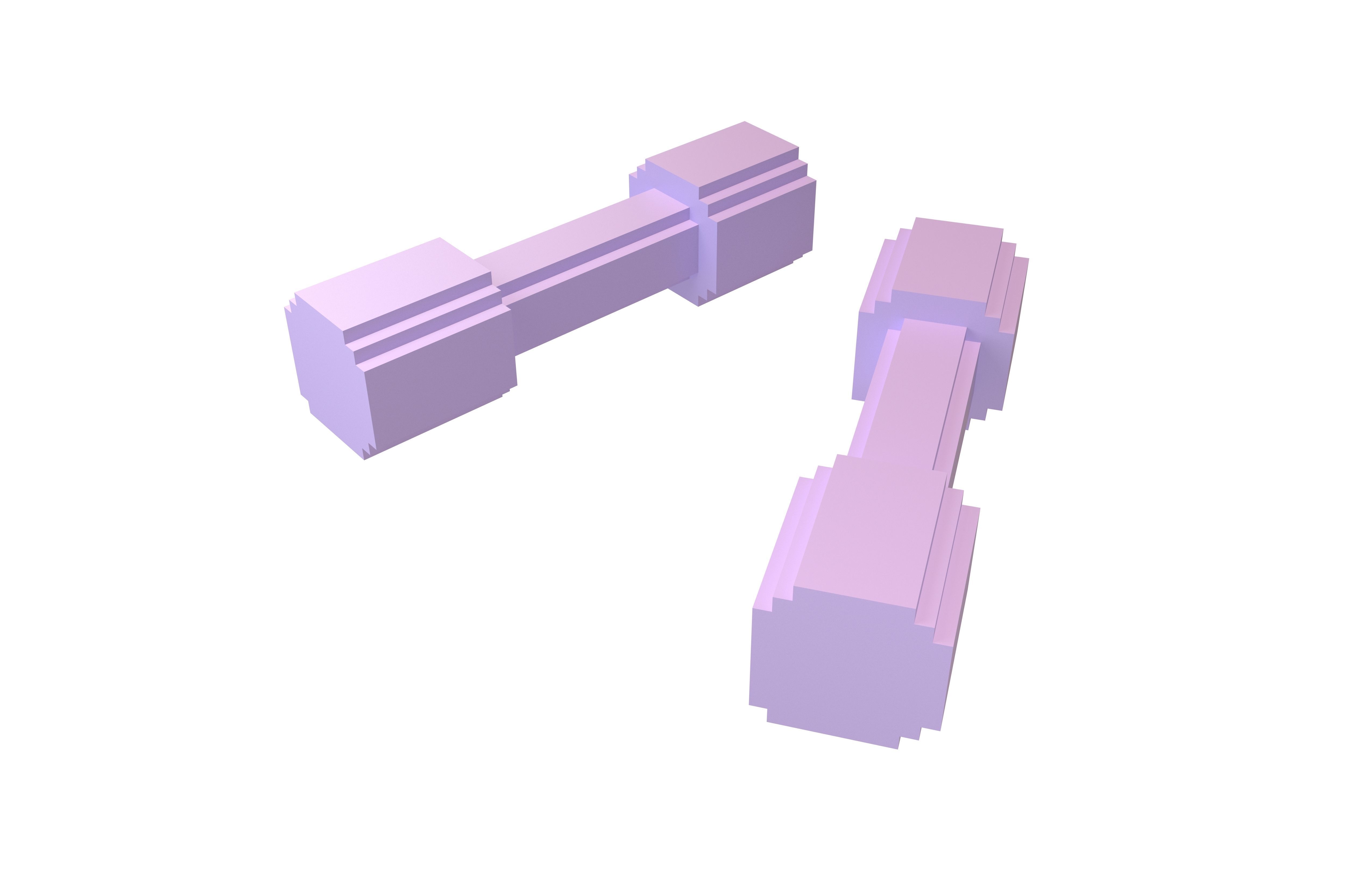 Voxel Style DumbBell v1 002 Low-poly 3D model_2
