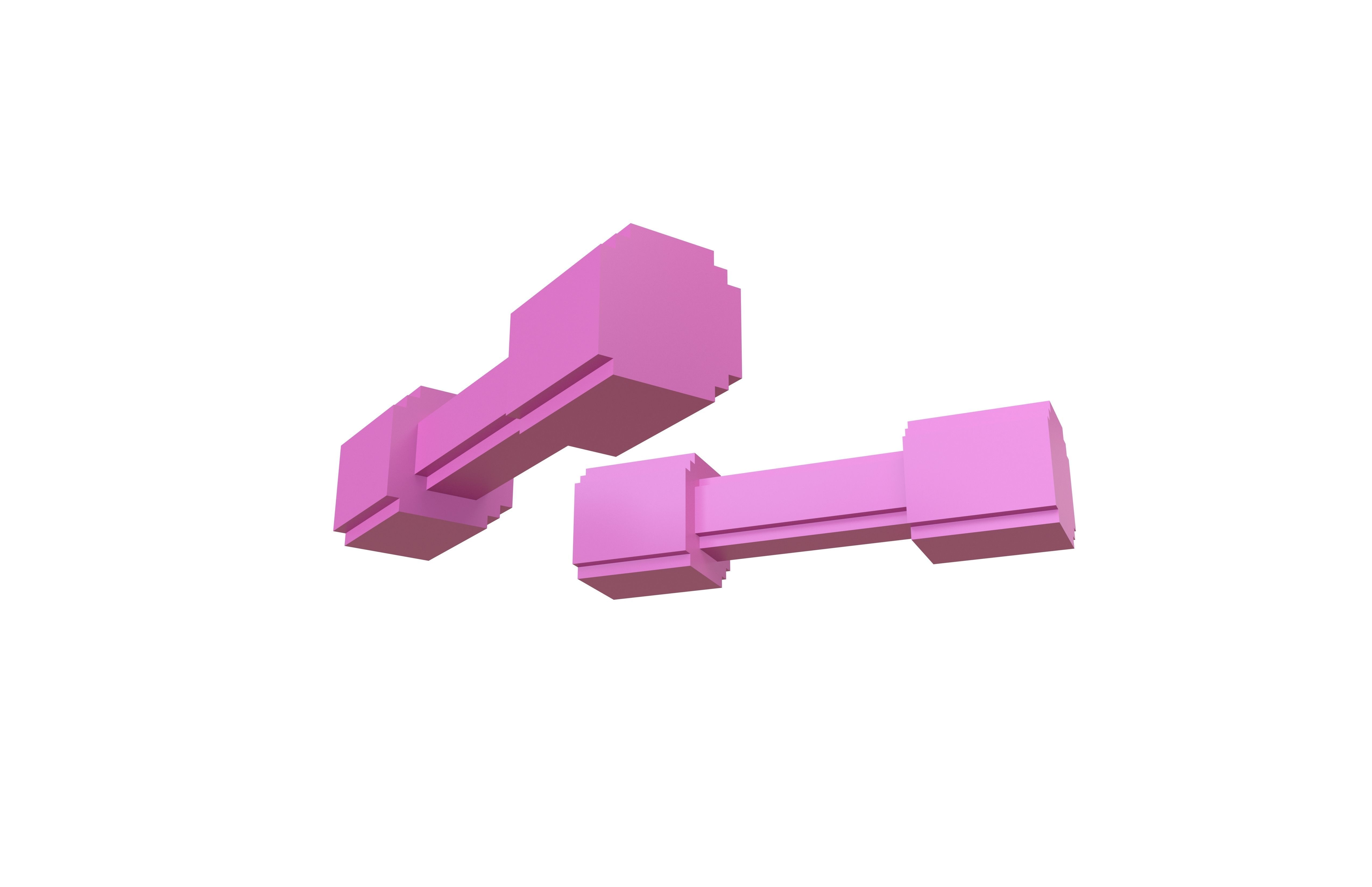 Voxel Style DumbBell v1 003 Low-poly 3D model_3