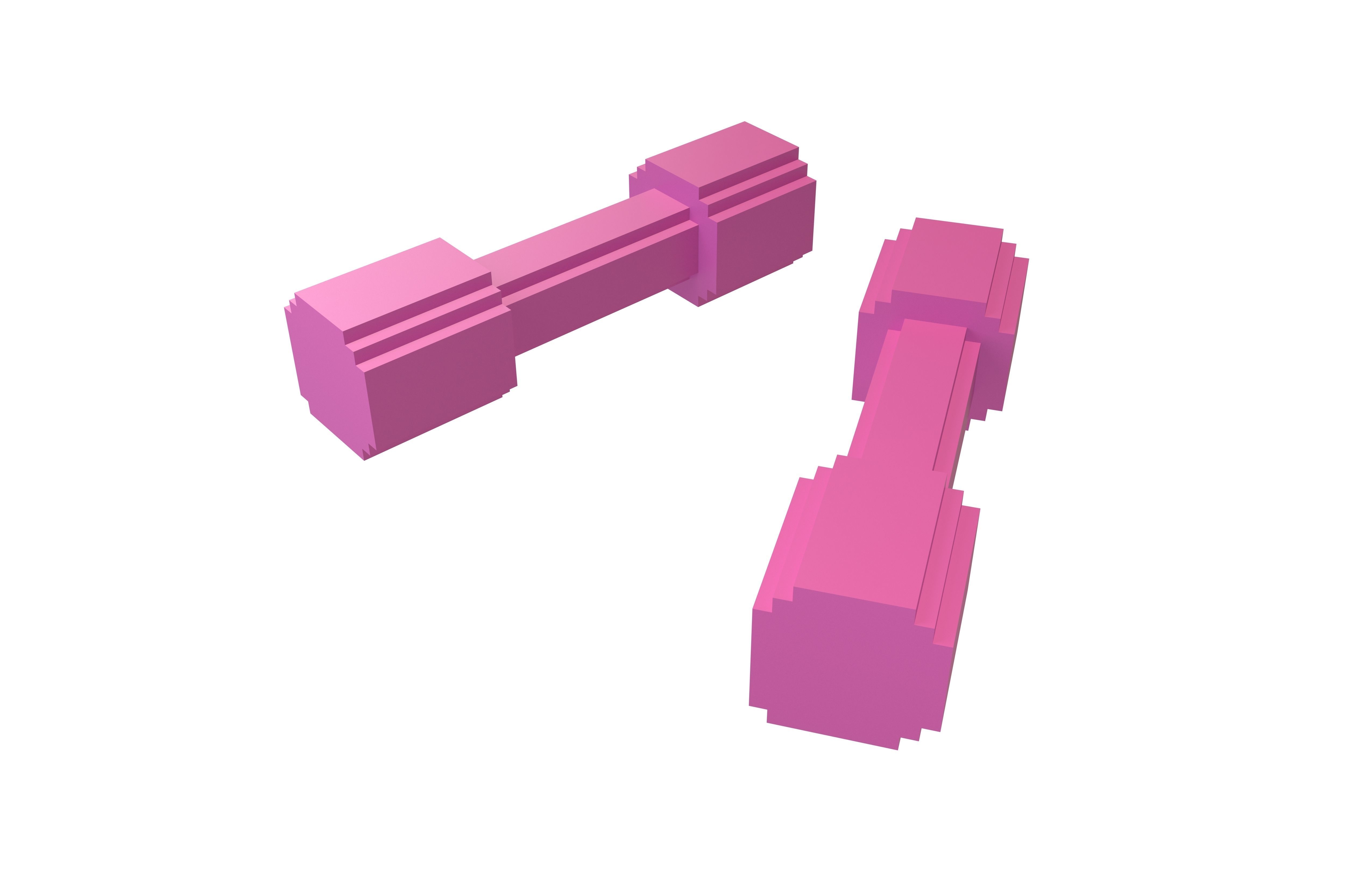 Voxel Style DumbBell v1 003 Low-poly 3D model_2