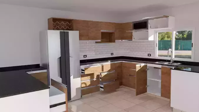 Highly detailed kitchen furniture