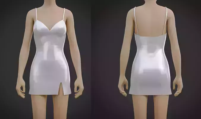 Silk Slip Dress with slit - satin cami nightgown