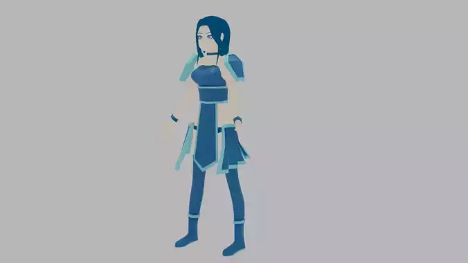 Female Blue Warrior Rigged