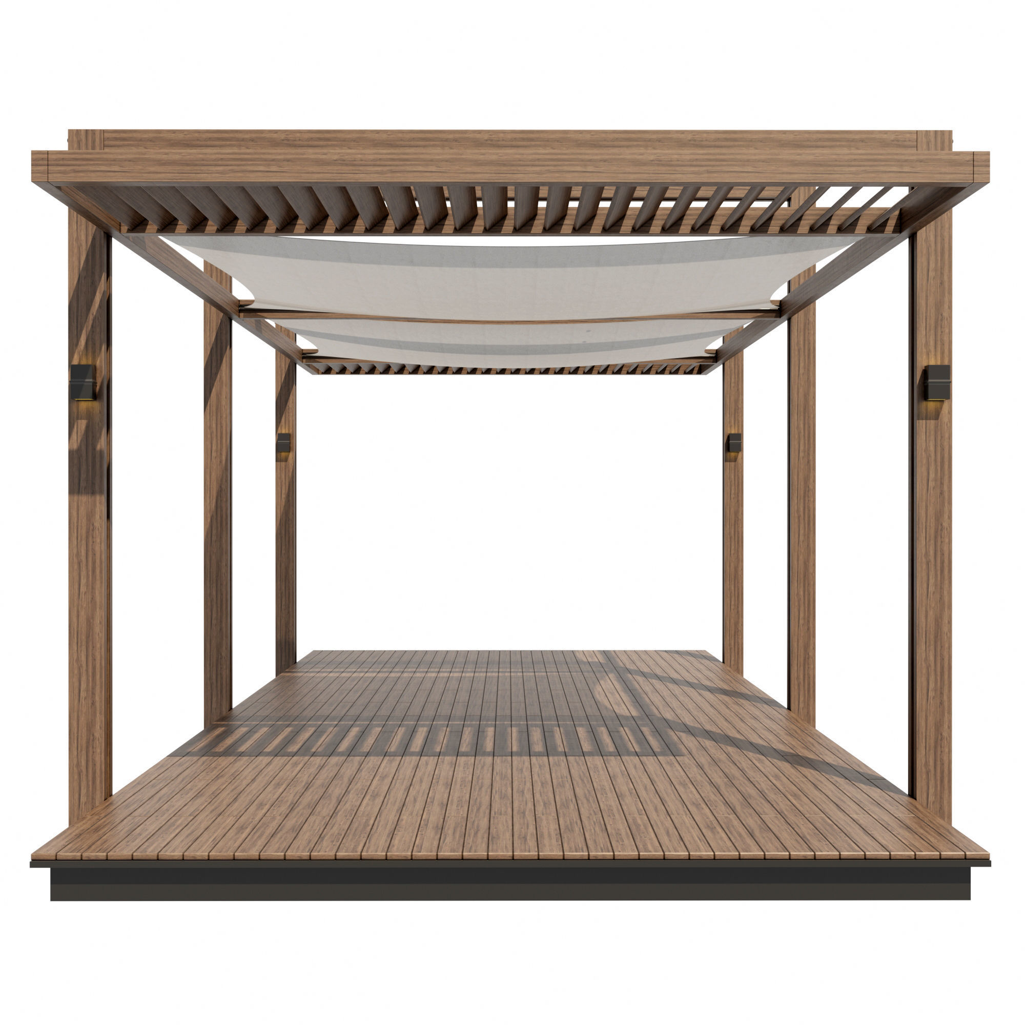 Pergola outdoor canopy with wooden frame 3D model_3