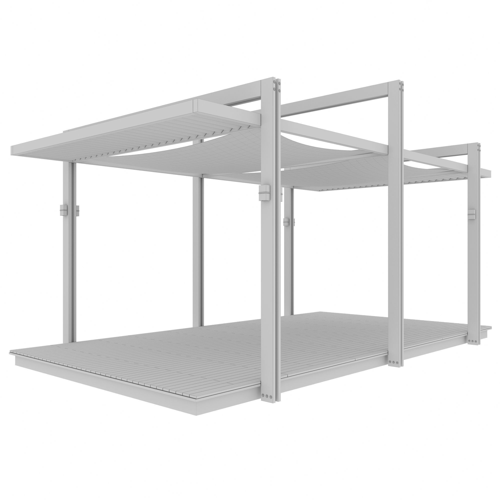 Pergola outdoor canopy with wooden frame 3D model_6