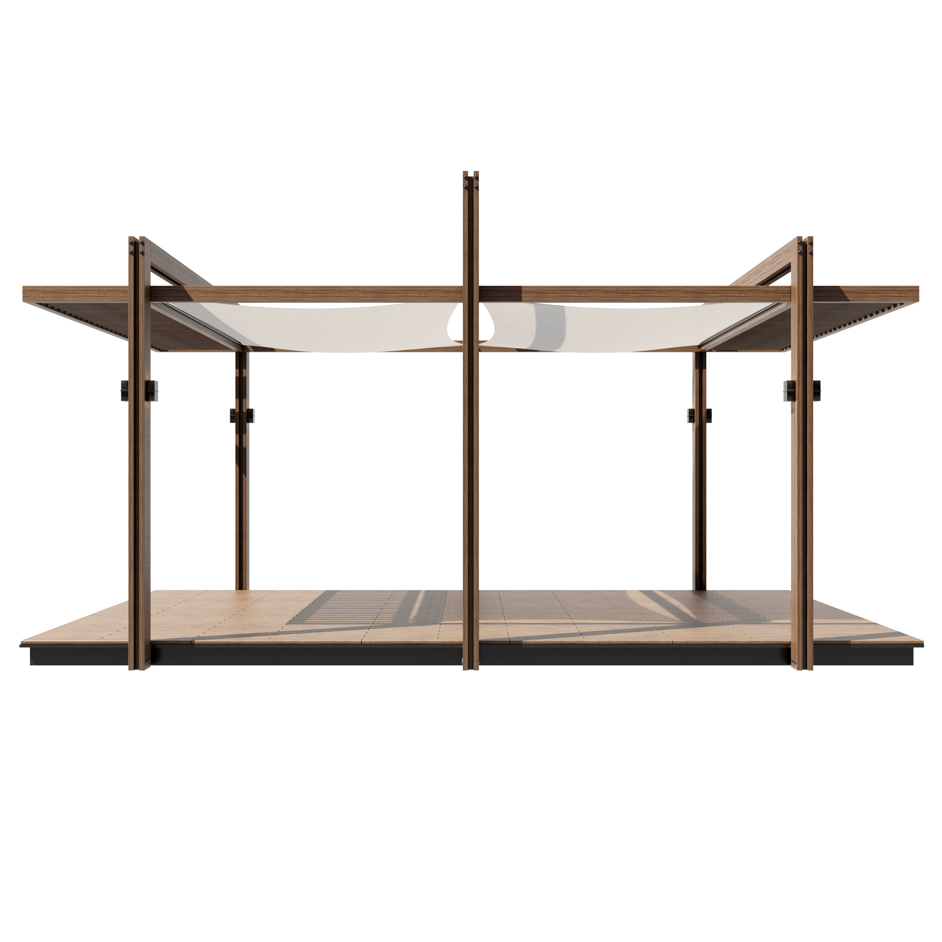 Pergola outdoor canopy with wooden frame 3D model_4