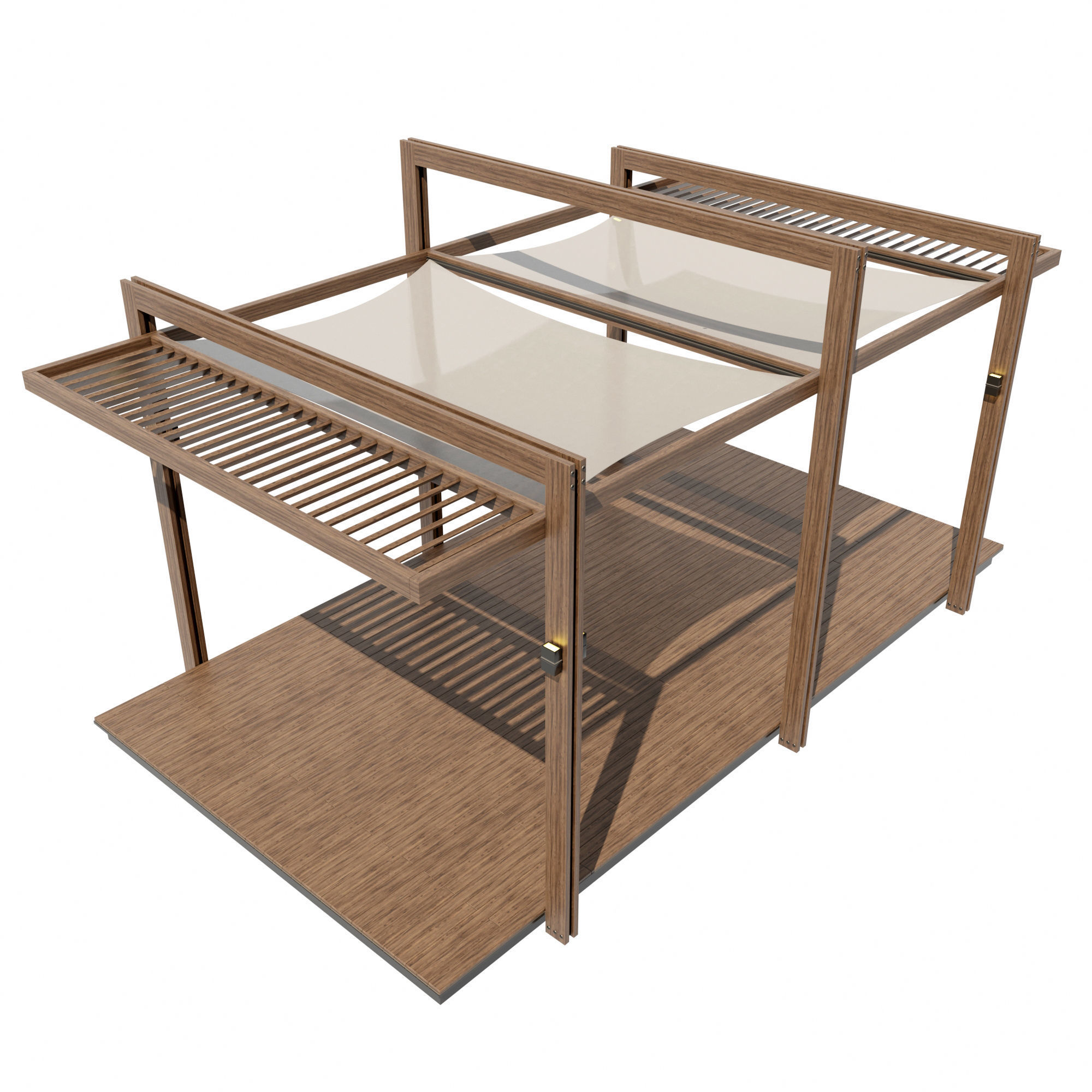 Pergola outdoor canopy with wooden frame 3D model_1