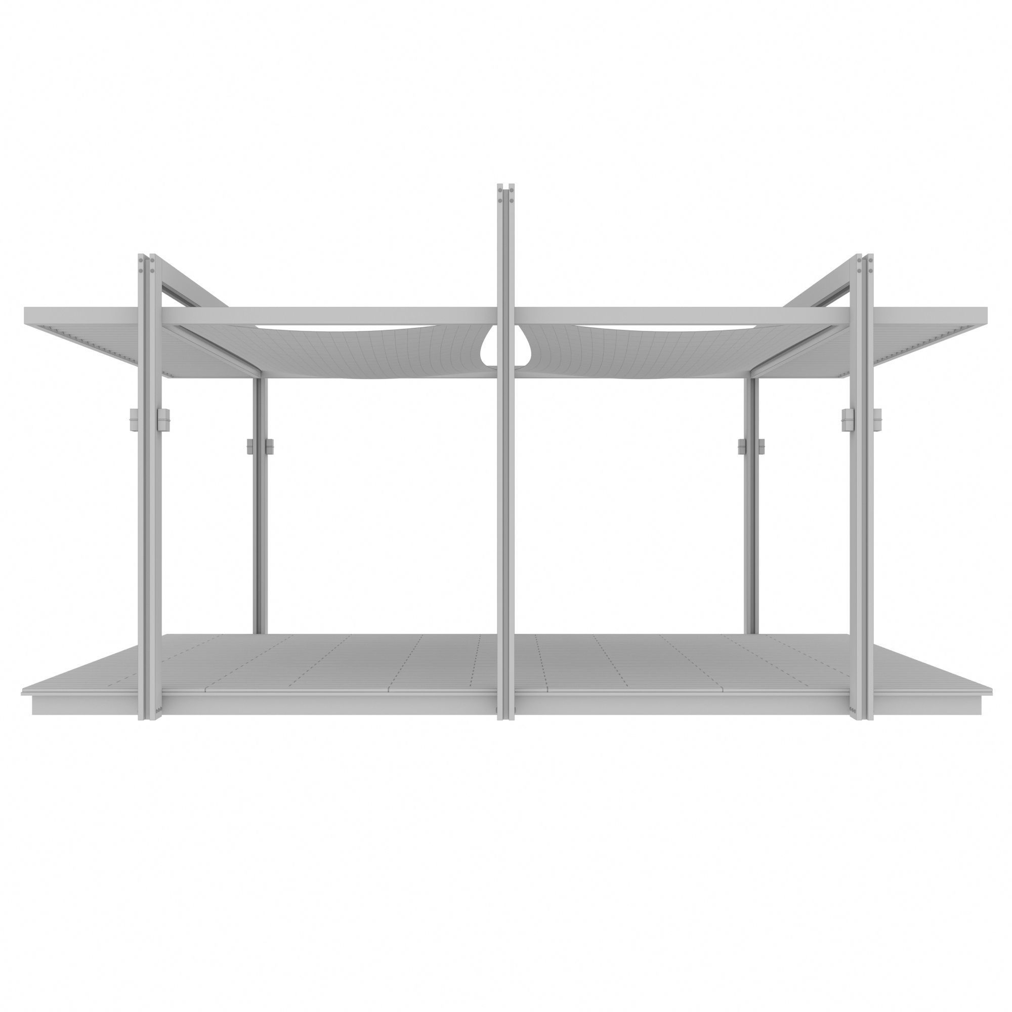 Pergola outdoor canopy with wooden frame 3D model_5