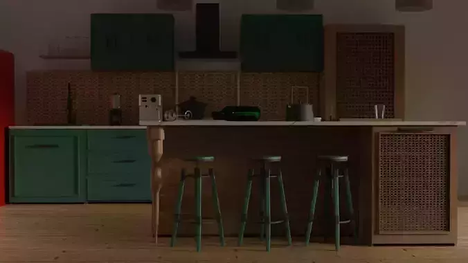 3D rendered kitchen