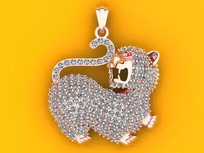 Tiger pendant - Diamond pendant - N263