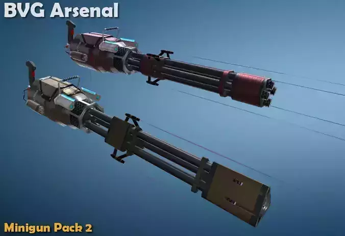 Minigun pack 2 Low-poly 3D model