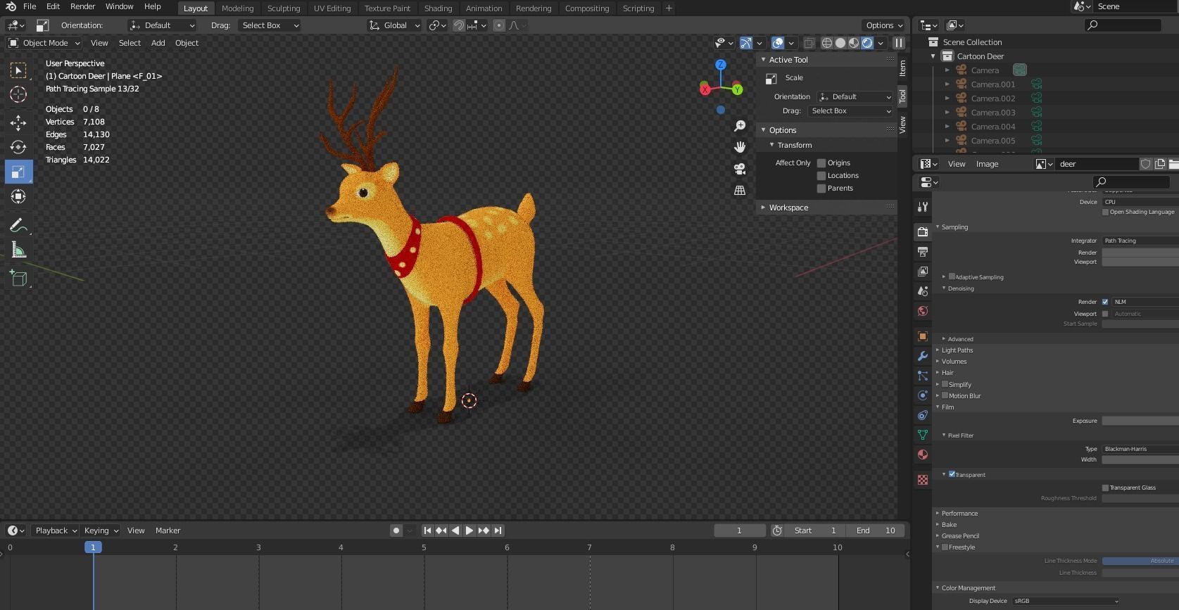 Rigged Cartoon Deer Low-poly 3D model_19