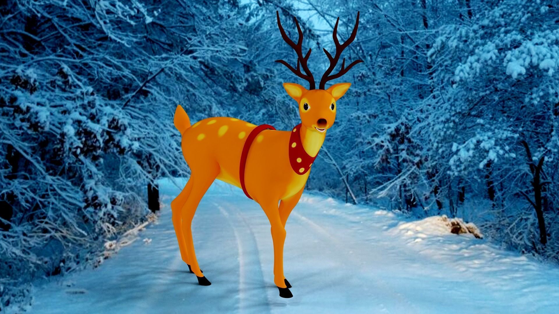 Rigged Cartoon Deer Low-poly 3D model_2
