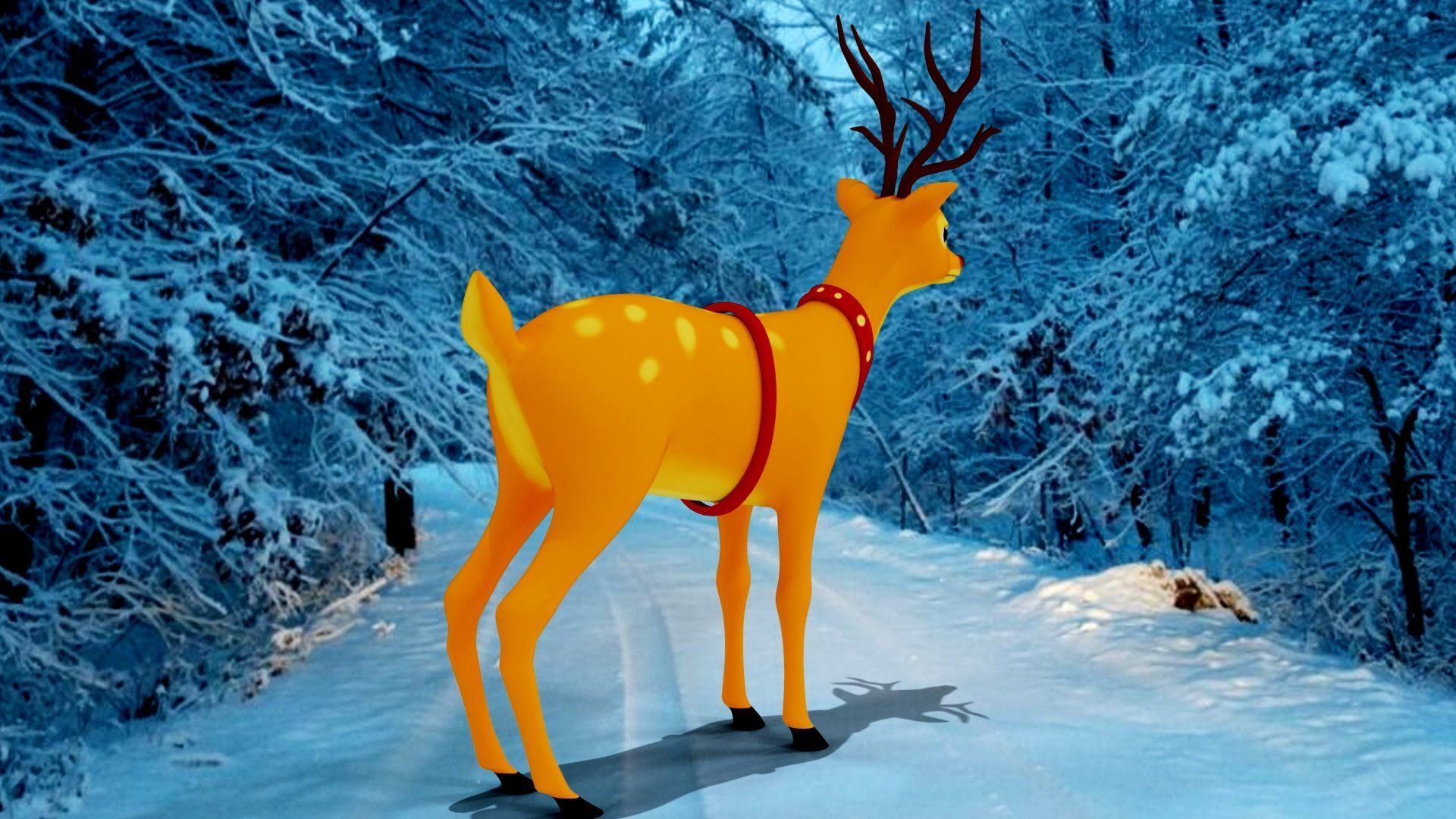 Rigged Cartoon Deer Low-poly 3D model_11