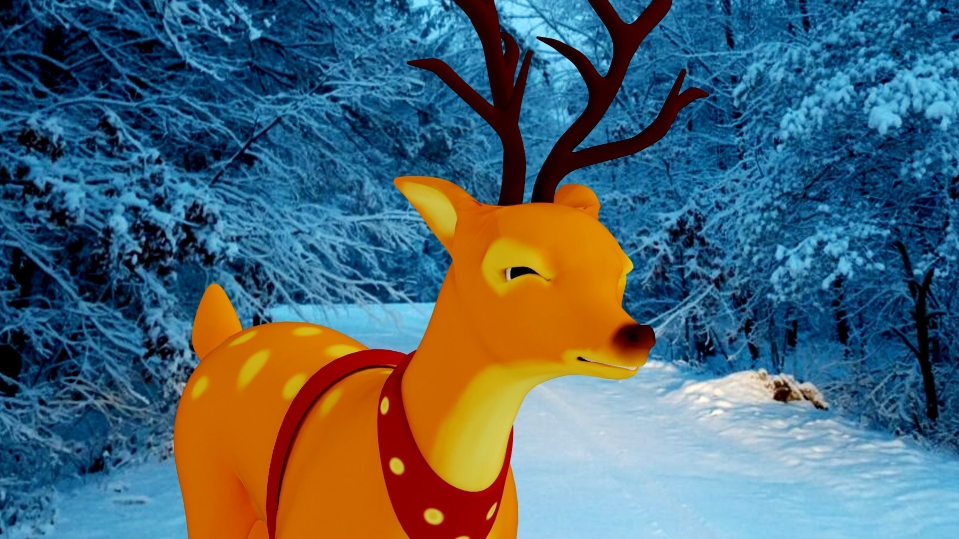 Rigged Cartoon Deer Low-poly 3D model_5