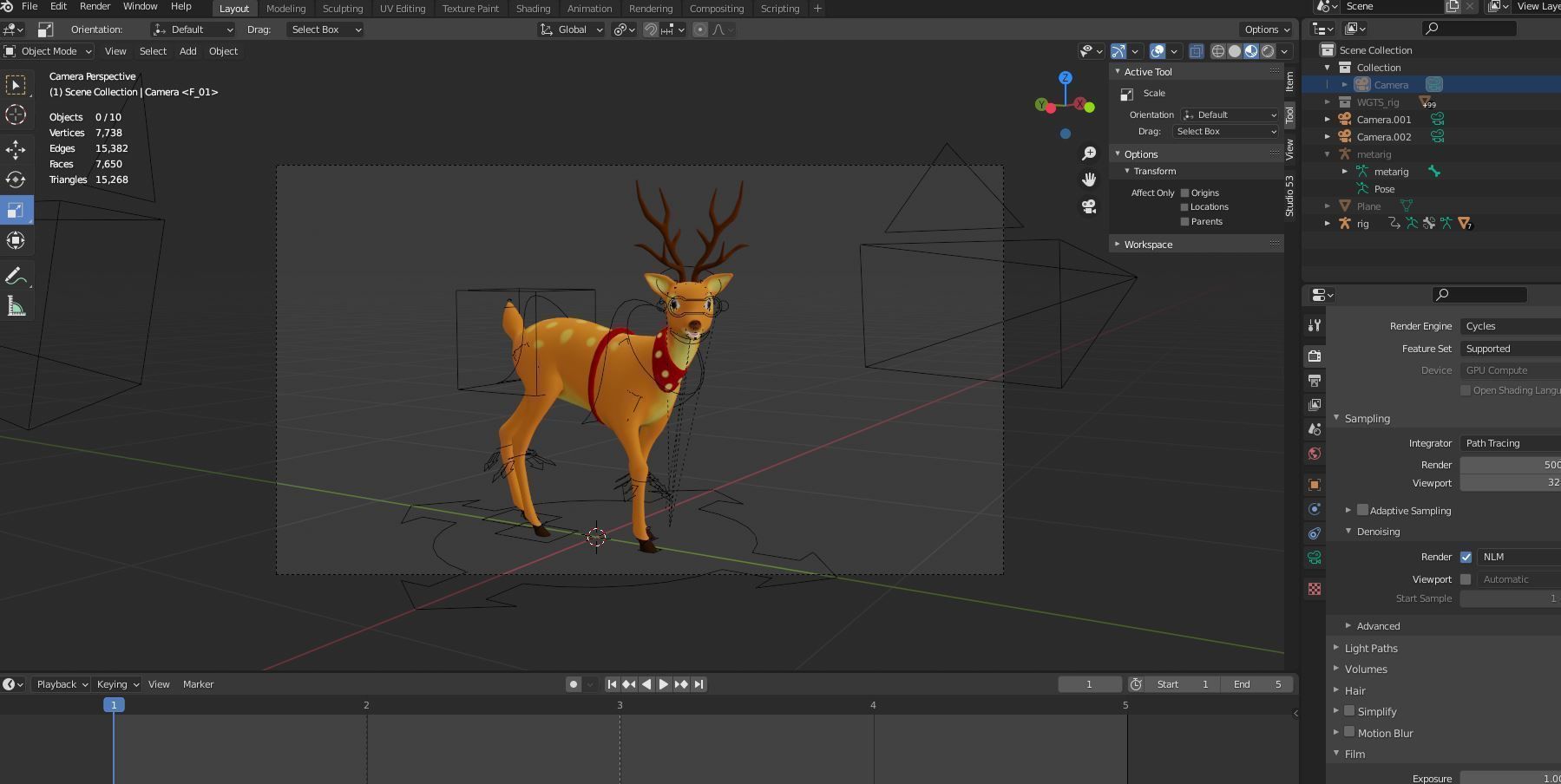 Rigged Cartoon Deer Low-poly 3D model_14