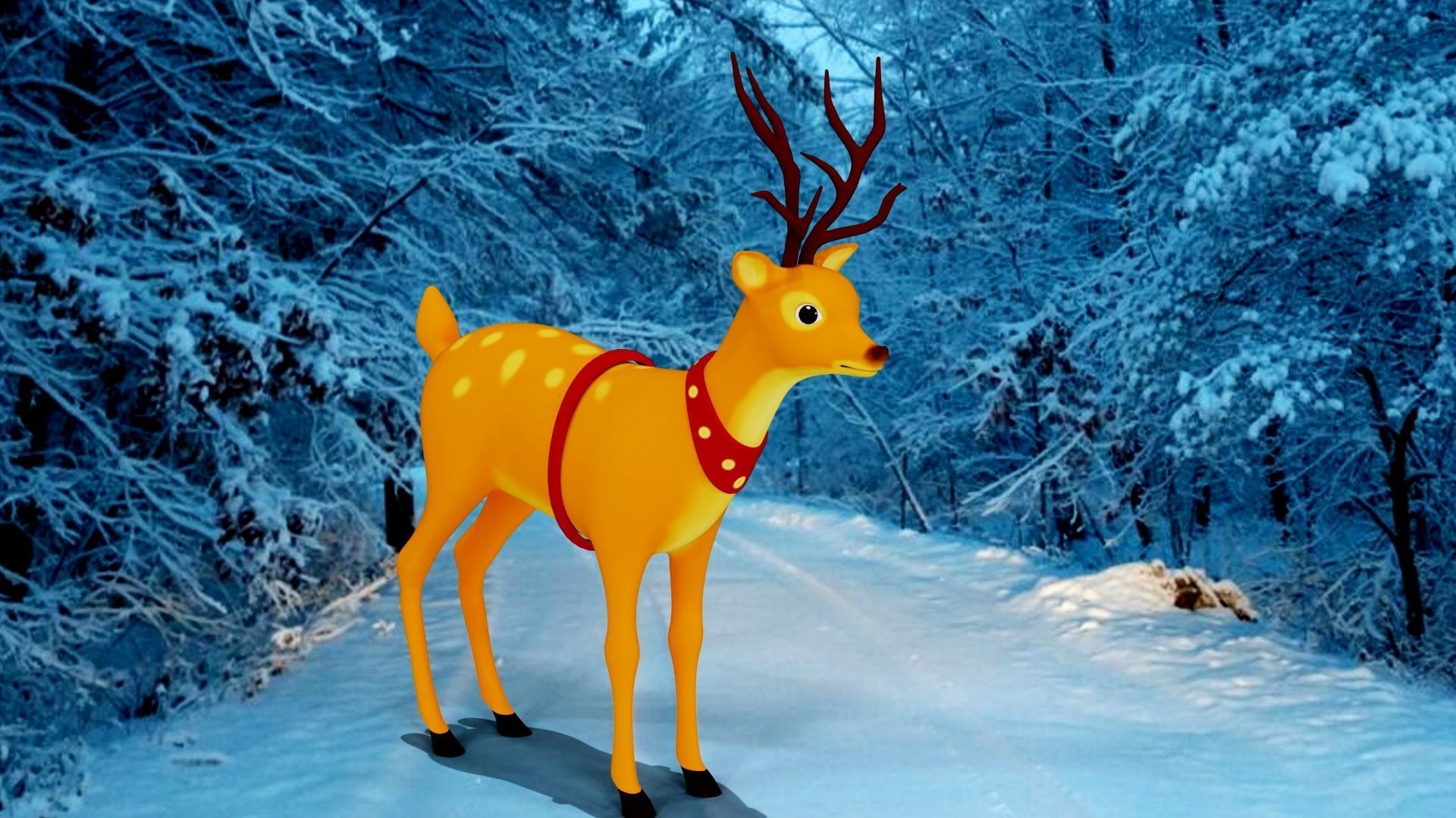 Rigged Cartoon Deer Low-poly 3D model_12