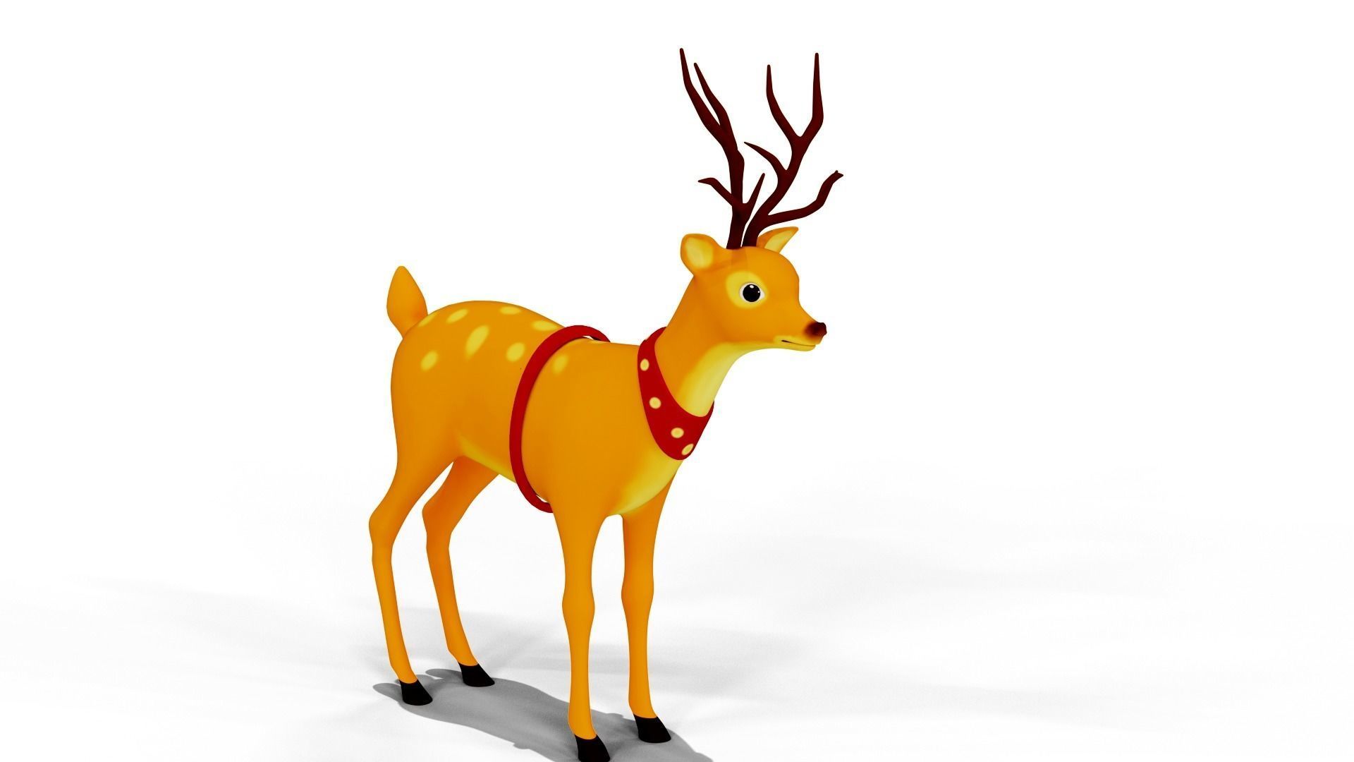 Rigged Cartoon Deer Low-poly 3D model_8